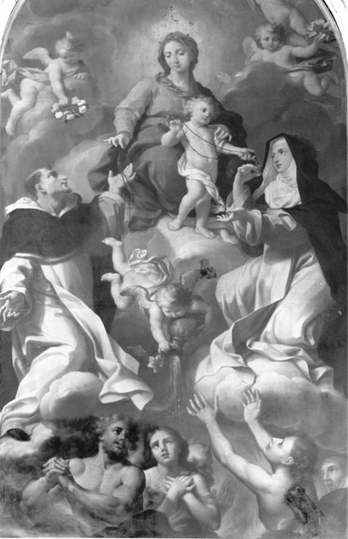 Madonna del Rosario con San Domenico e Santa Caterina da Siena (dipinto) di Puccini Biagio (primo quarto sec. XVIII)