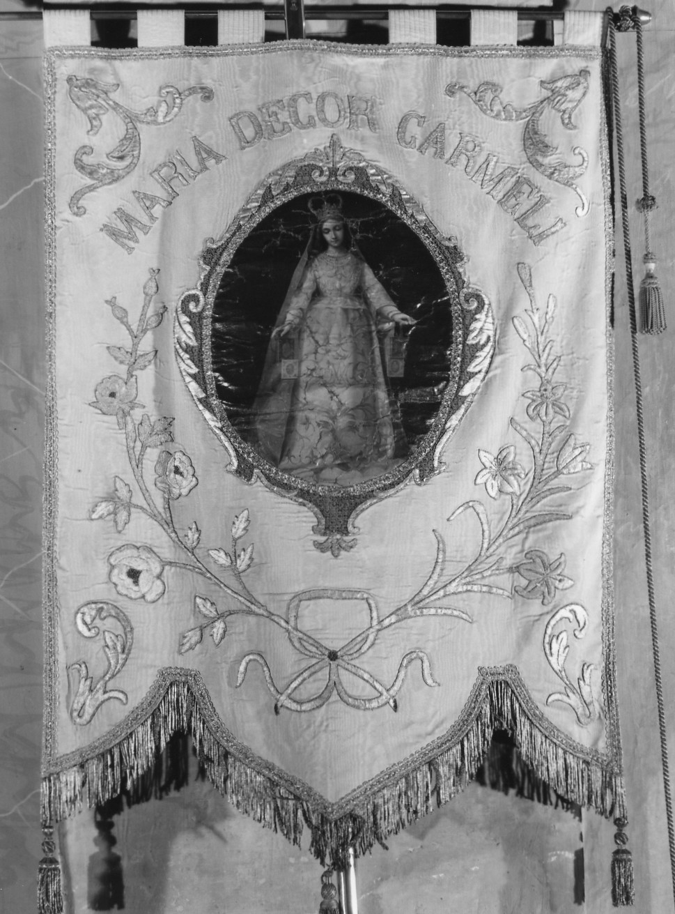 Madonna del Carmelo (stendardo) - manifattura romana (sec. XIX)