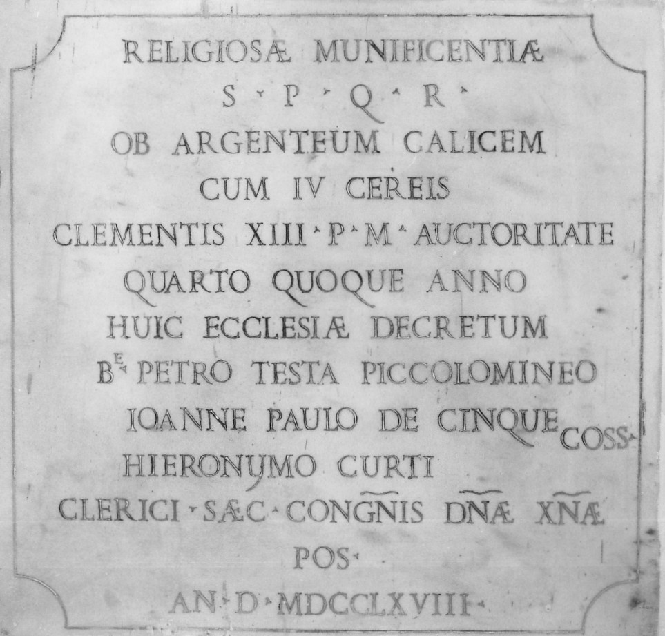 lapide commemorativa - bottega romana (sec. XVIII)