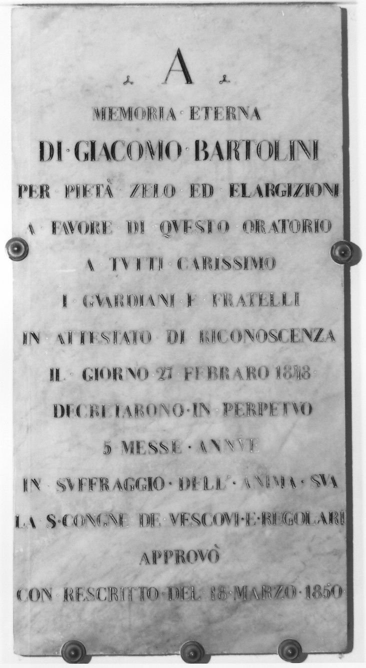 lapide documentaria - bottega romana (sec. XIX)