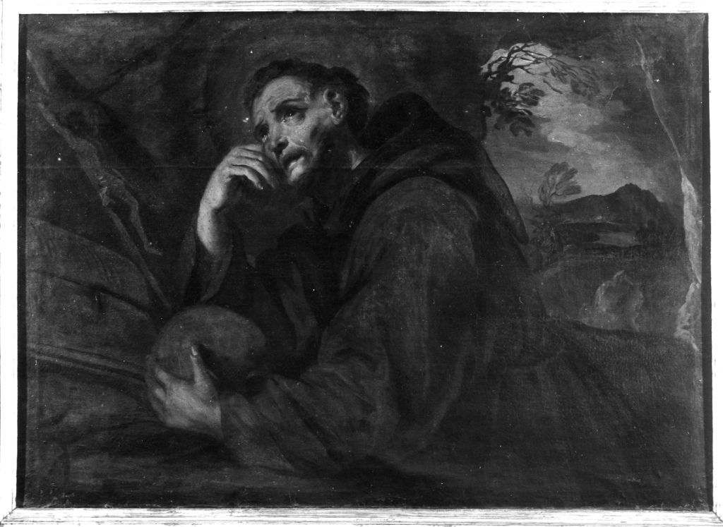 San Francesco in adorazione della Crocifissione (dipinto) di Trevisani Francesco (maniera) (prima metà sec. XVIII)