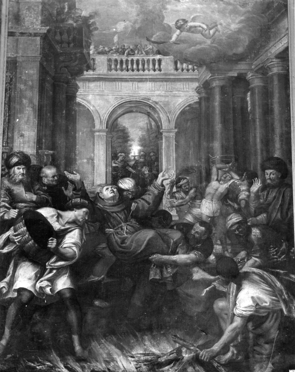 San Giovanni di Dio cura gli appestati (dipinto) di Mattei Paolo (sec. XVIII)