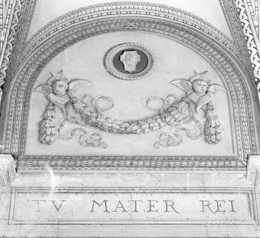 cherubini e motivi decorativi fitomorfi (dipinto) di Albani Alberto (sec. XX)