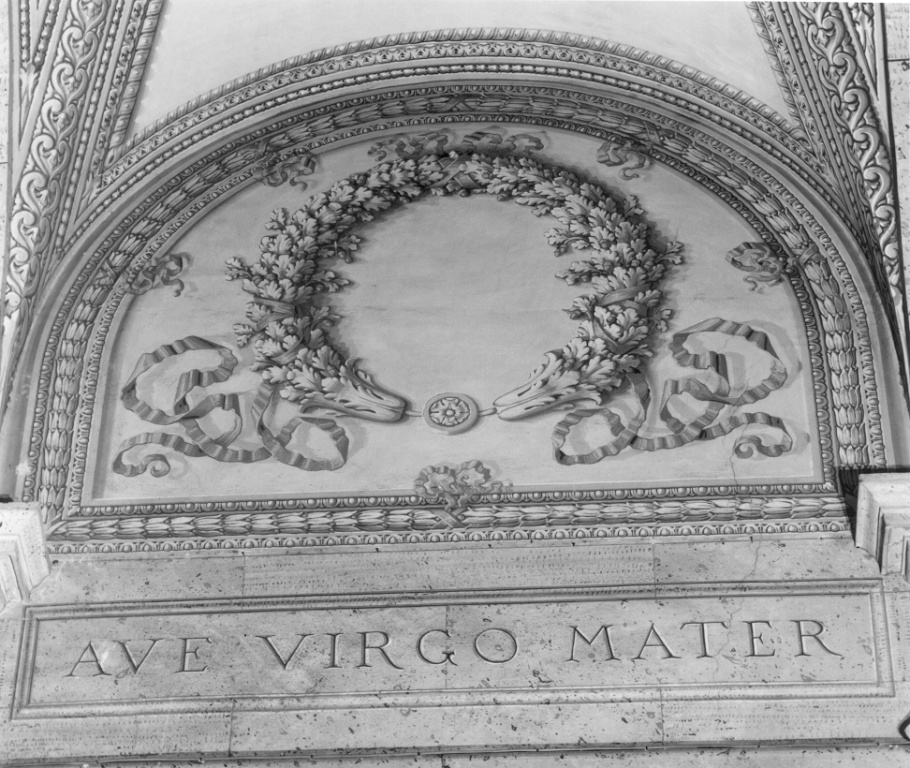 cherubini e motivi decorativi fitomorfi (dipinto) di Albani Alberto (sec. XX)