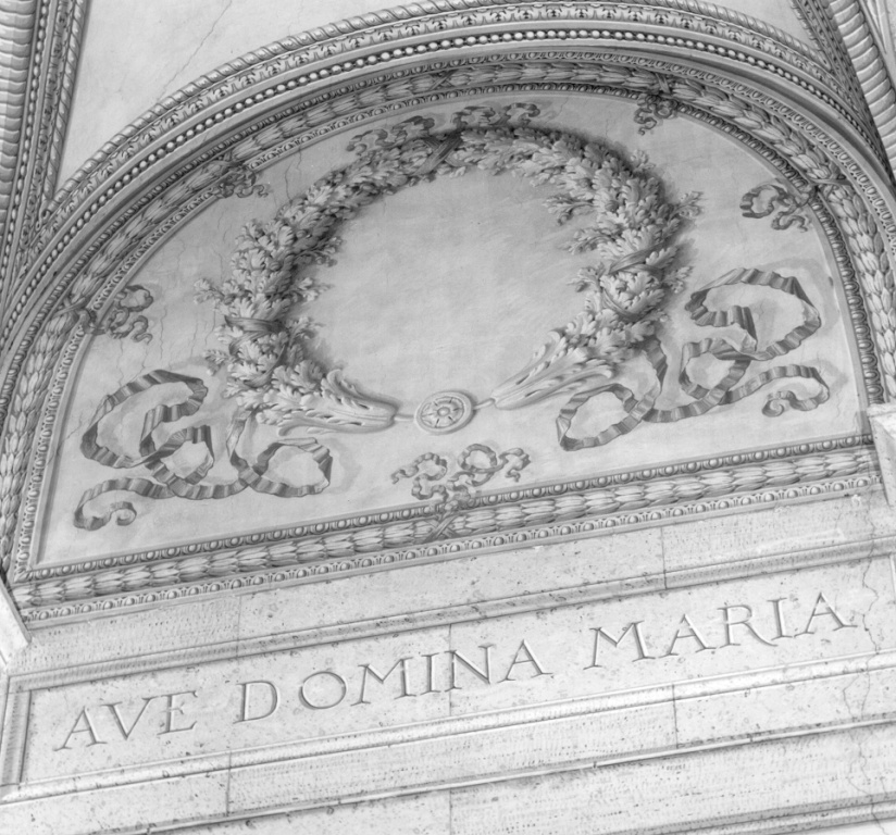 cherubini e motivi decorativi fitomorfi (dipinto) di Albani Alberto (sec. XX)