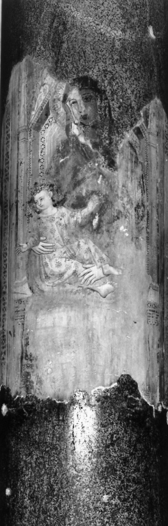 Madonna con Bambino in trono (dipinto, frammento) - ambito laziale (inizio sec. XV)