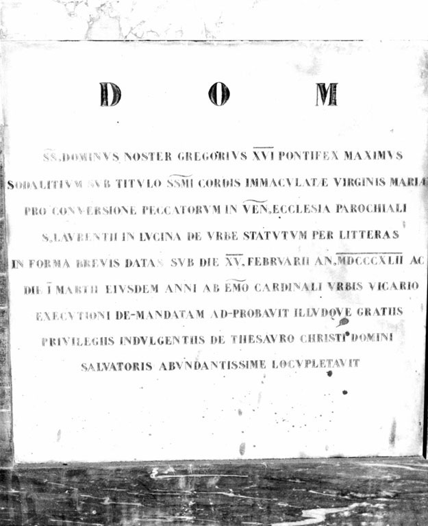 lapide commemorativa - ambito romano (sec. XIX)