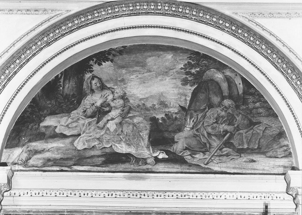 riposo nella fuga in Egitto (dipinto) di Greuter Lorenzo (sec. XVII)