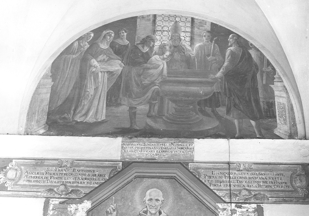 battesimo di San Francesco d'Assisi (dipinto) di Sguary Giovanni Antonio (inizio sec. XVIII)
