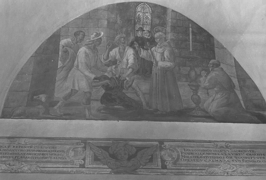 San Francesco d'Assisi guarisce un sacerdote (dipinto) di Sguary Giovanni Antonio (inizio sec. XVIII)