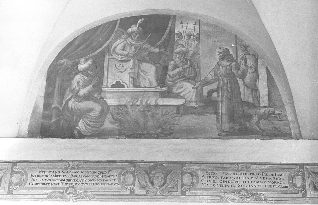 San Francesco d'Assisi predica davanti al sultano (dipinto) di Sguary Giovanni Antonio (inizio sec. XVIII)