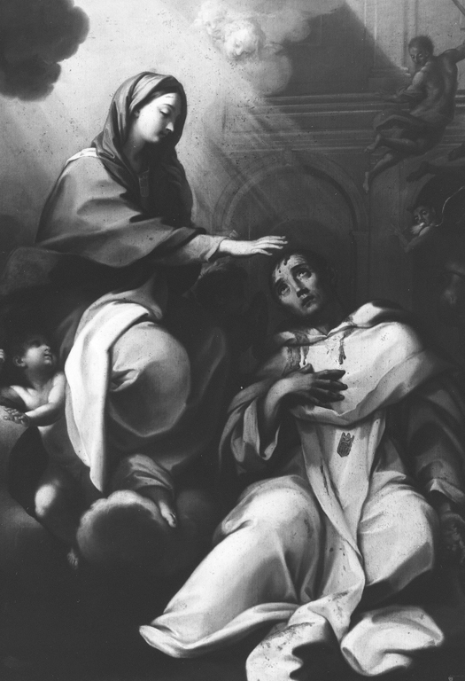 la Madonna benedice Gonzalo Diaz de Amarante (dipinto) di Maratta Francesco detto Padovano (scuola) (sec. XVIII)