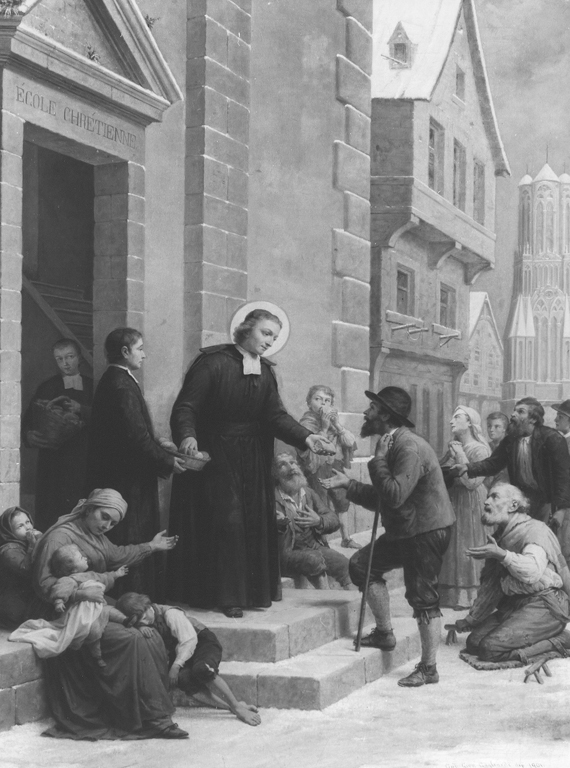 elemosina di San Giovanni de la Salle (dipinto) di Gagliardi Giovanni (sec. XX)