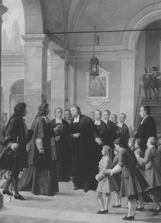 scena della vita di Giovanni de la Salle (dipinto) di Gagliardi Giovanni (sec. XX)