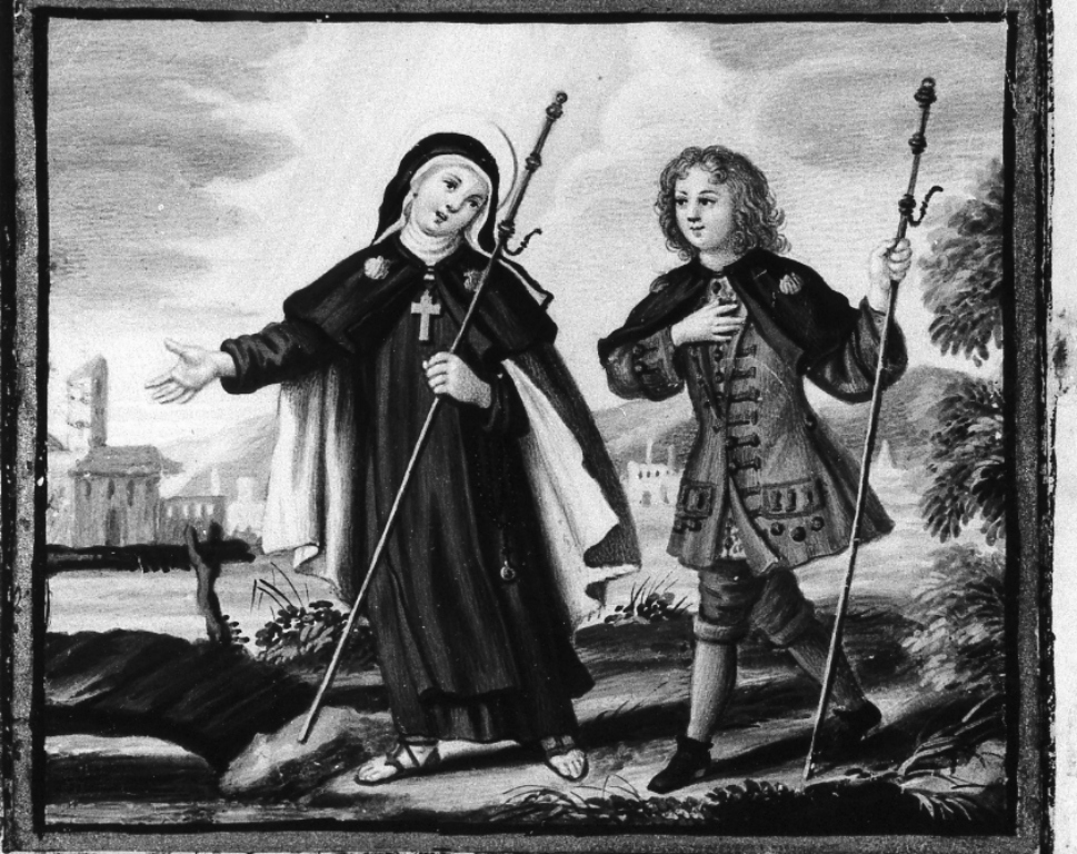 Fuga di santa Teresa d'Avila e di suo fratello Rodrigo (miniatura) - ambito romano (sec. XVIII)