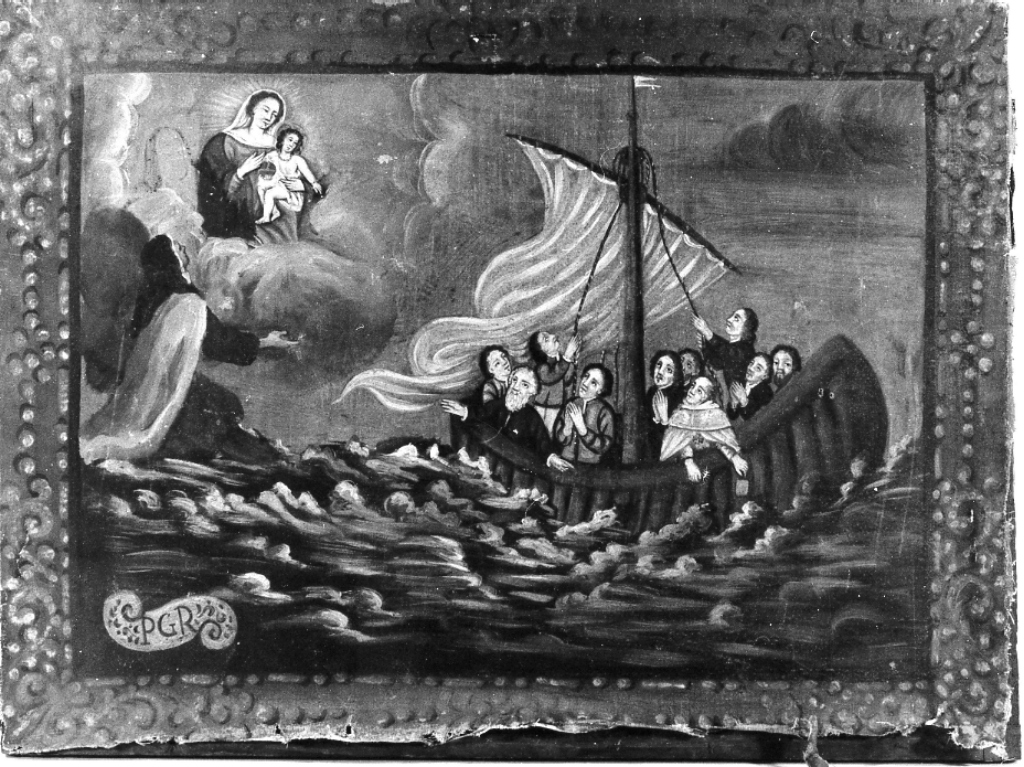 Venerabile Chiara Maria della Passione intercede per dei naviganti (dipinto) - ambito romano (sec. XVII)