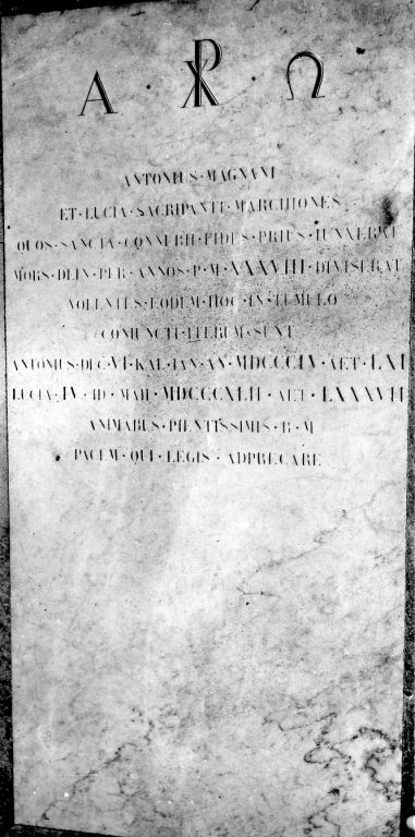 lapide tombale - ambito romano (sec. XIX)