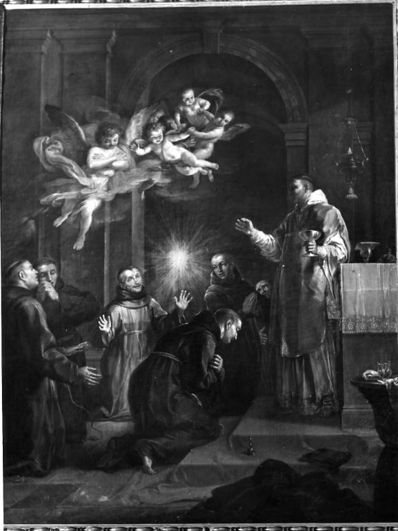 Miracolo durante la cerimonia dell'Eucarestia (dipinto) di Conca Tommaso (seconda metà sec. XVIII)