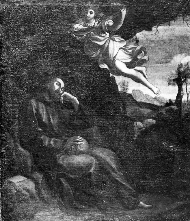 San Francesco in meditazione (dipinto) - ambito romano (sec. XVIII)