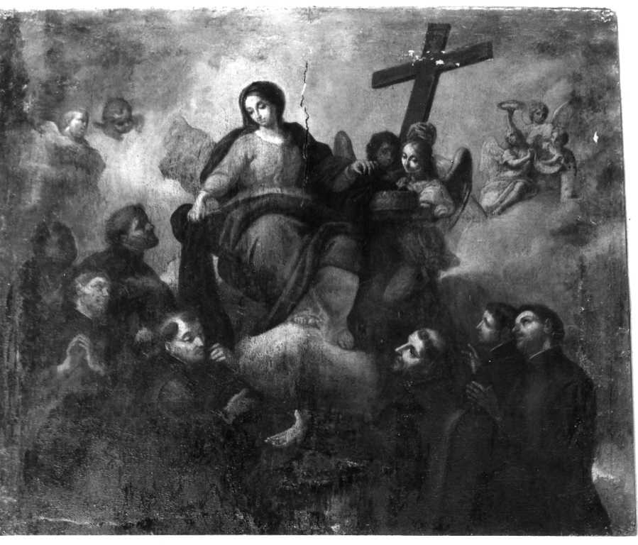 madonna in gloria e i sette fondatori dei servi di Maria (dipinto) di Masucci Agostino (cerchia) (sec. XVIII)