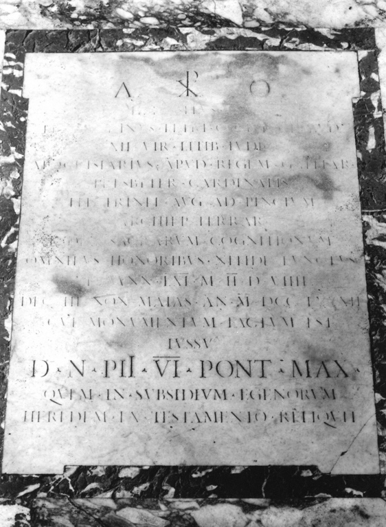 lapide - ambito romano (sec. XVIII)