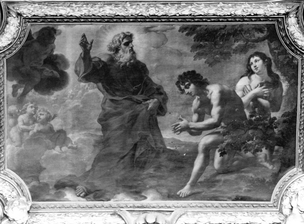 Dio benedice Adamo ed Eva (dipinto) di Ghezzi Giuseppe (sec. XVII)
