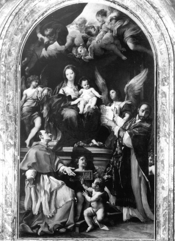 Madonna con Bambino in trono tra santi (dipinto) di Maratta Carlo (sec. XVII)