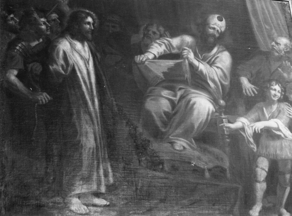 Cristo davanti a Caifa (dipinto) di Baldi Lazzaro (sec. XVII)