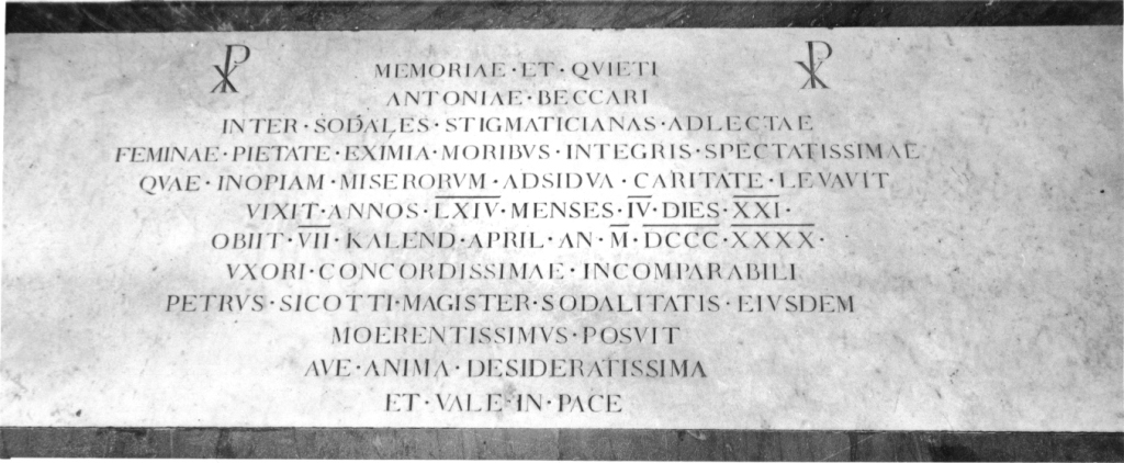 lapide tombale - ambito romano (sec. XIX)