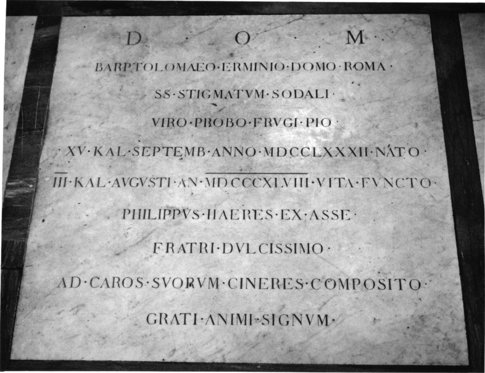 lapide tombale - ambito romano (sec. XIX)