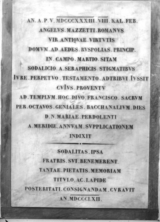 lapide commemorativa - ambito romano (sec. XIX)