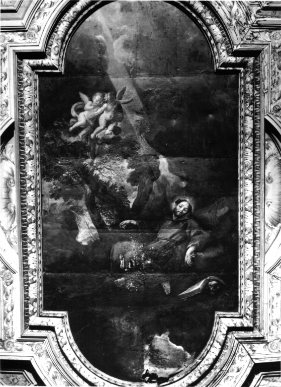 estasi di San Francesco d'Assisi (soffitto dipinto) di Lauri Filippo (seconda metà sec. XVII)