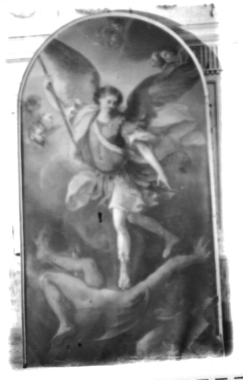 San Michele Arcangelo combatte Satana (dipinto) di Laurenzi Filippo (attribuito) (sec. XVIII)