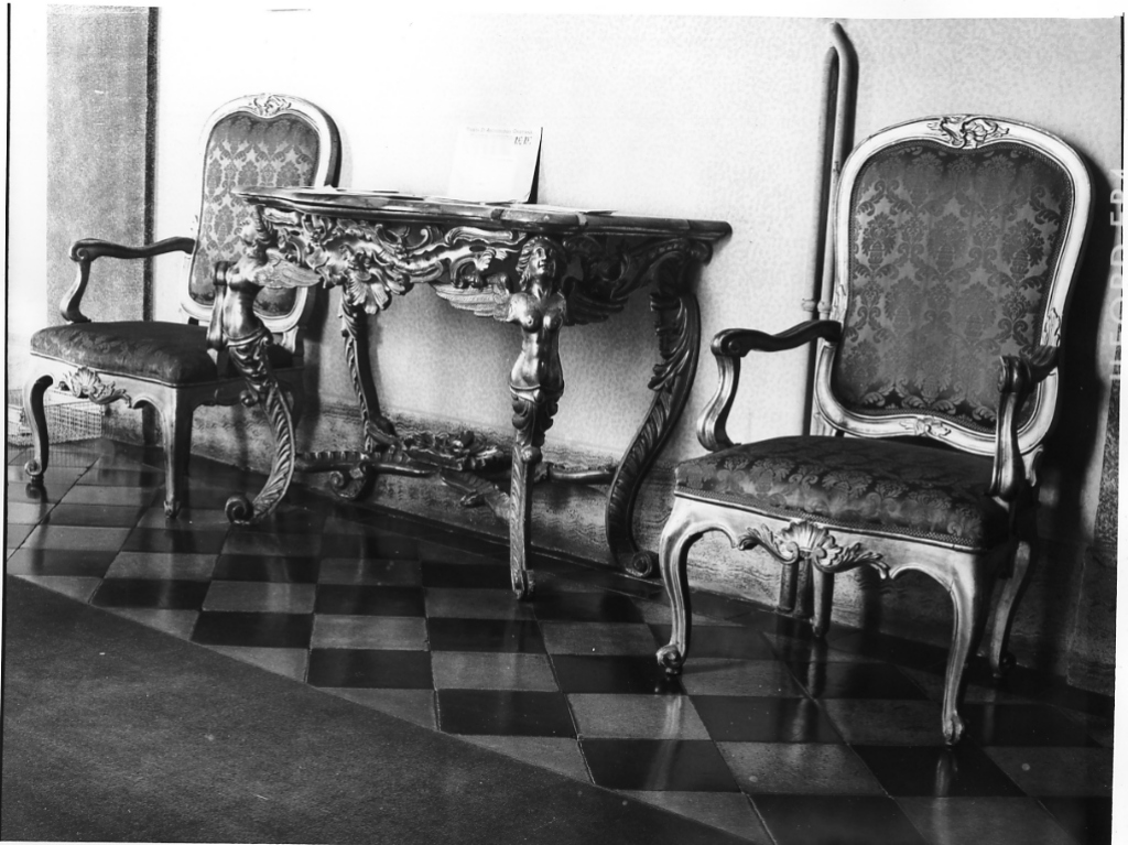 sedia - a braccioli, serie - manifattura romana (fine sec. XIX)