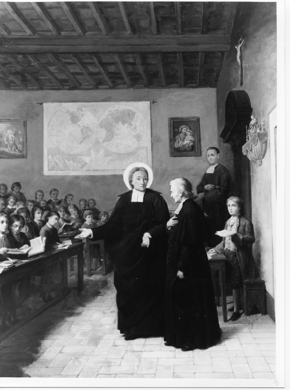 San Giovanni Battista De La Salle insegna ai fanciulli (dipinto) di Gagliardi Giovanni (fine sec. XIX)