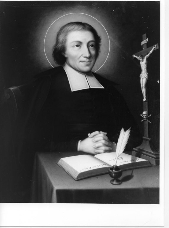 San Giovanni Battista De La Salle in preghiera (dipinto) di Laberius F.re (fine sec. XIX)