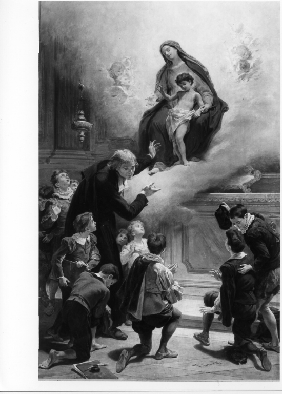 apparizione della Madonna a San Giovanni Battista De La Salle (dipinto) di Grandi Francesco (fine sec. XIX)