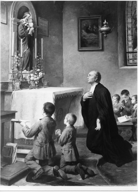San Benildo in preghiera (dipinto) di Mariani Aurelio (sec. XX)