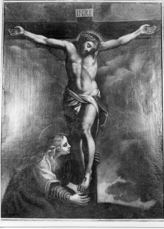 Cristo crocifisso con la Maddalena (dipinto) - ambito romano (primo quarto sec. XX)