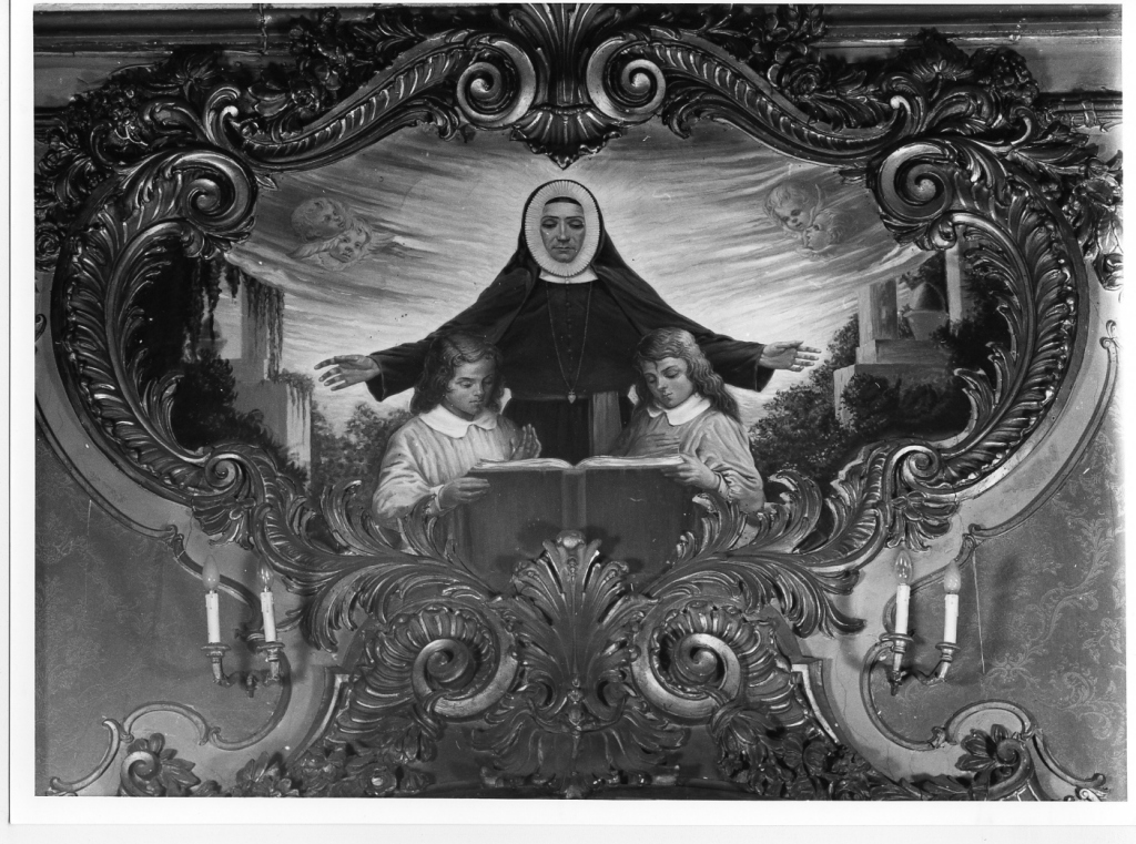 Santa Maria De Matthias veglia sulle novizie (dipinto, serie) - ambito romano (secondo quarto sec. XX)