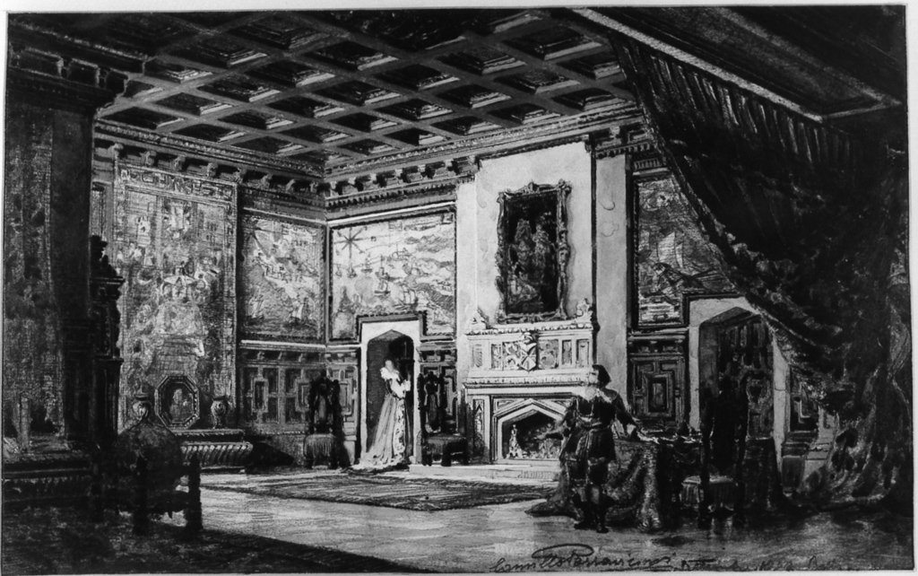 stanza del palazzo del Governatore (dipinto) di Parravicini Camillo (sec. XX)