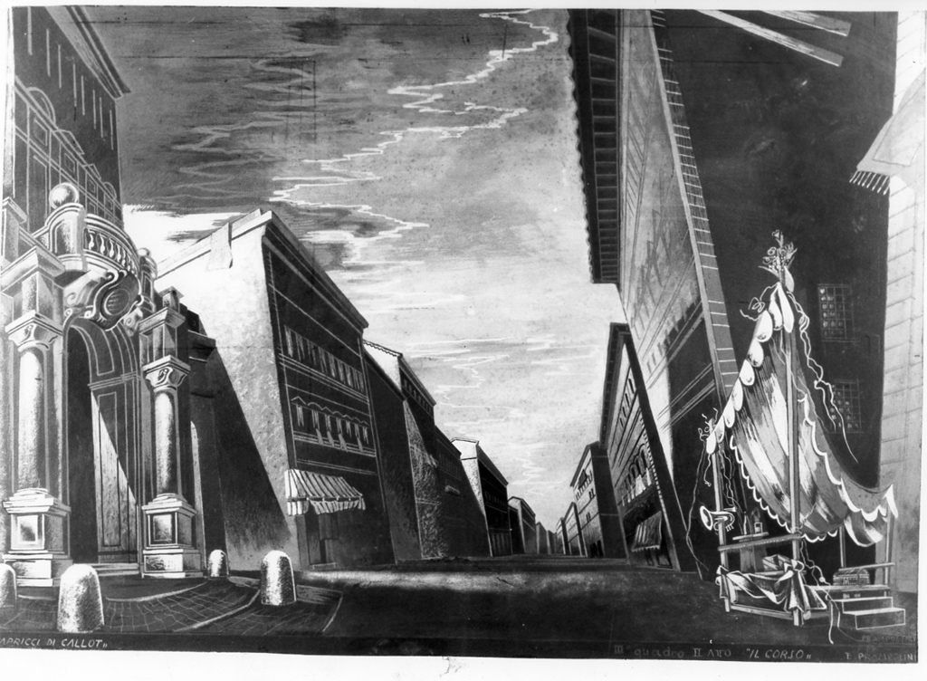 strada di città (dipinto) di Prampolini Enrico (sec. XX)