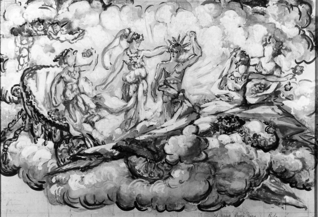 arrivo di Poppea in cielo (dipinto) di Sensani Gino Carlo (sec. XX)