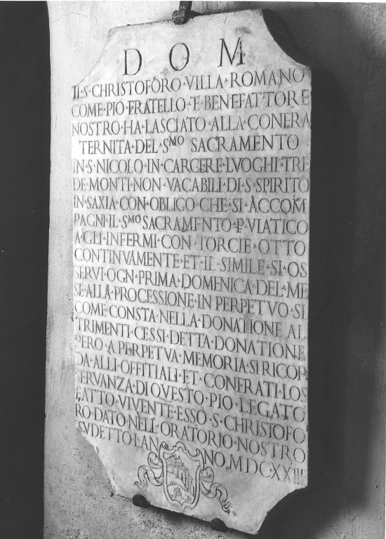 lapide - bottega romana (sec. XVII)