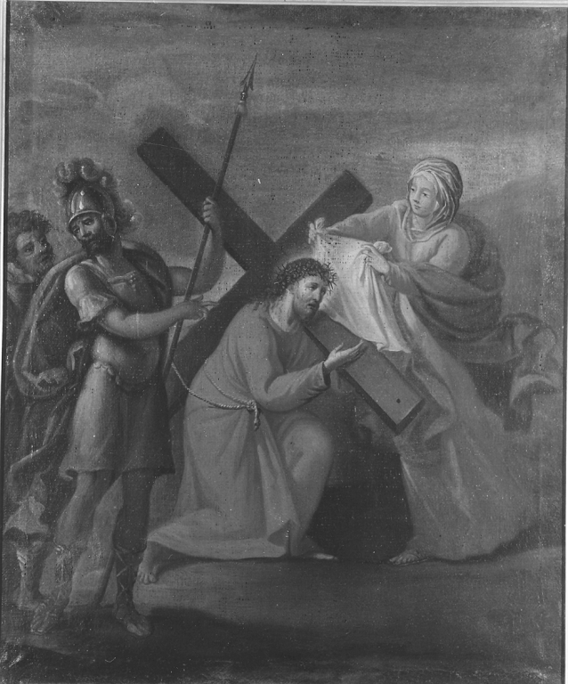 stazione VI: Gesù asciugato dalla Veronica (dipinto) di Maratta Carlo (cerchia) (fine sec. XVII)
