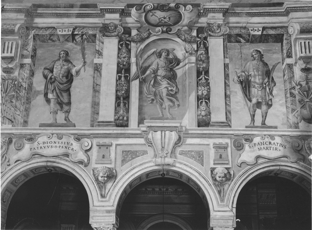 San Dionisio, arcangelo con i simboli del martirio e San Pancrazio martire (dipinto) di Tempesta Antonio (secc. XVI/ XVII)