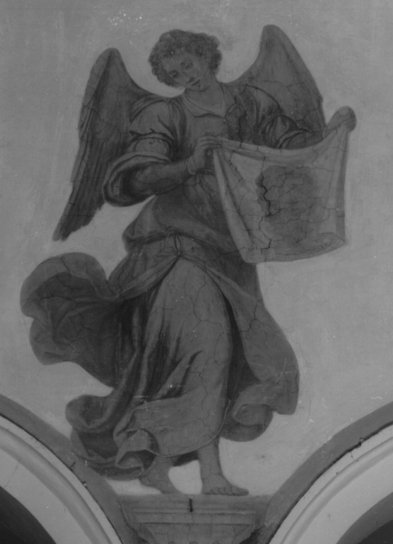angelo con simbolo della passione: velo della Veronica (dipinto) di Fontebuoni Anastasio (inizio sec. XVII)