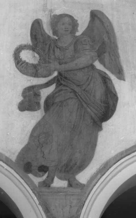 angelo con simbolo della passione: corona di spine (dipinto) di Fontebuoni Anastasio (inizio sec. XVII)
