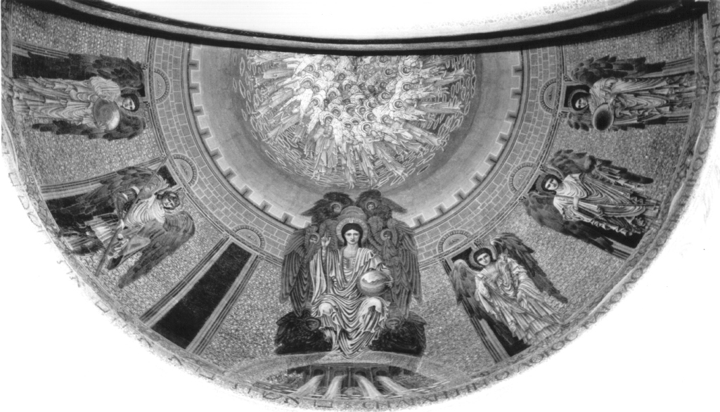 Cristo in trono nella Gerusalemme celeste (decorazione musiva) di Burne-Jones Edward Coley, Castellani Venezia-Murano Company (bottega), Breck George William (sec. XIX)