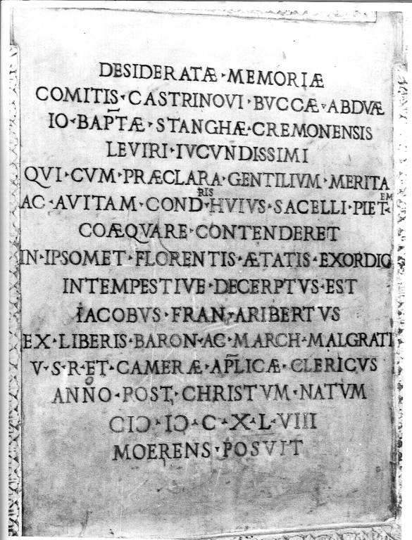 lapide commemorativa - ambito romano (sec. XVII)